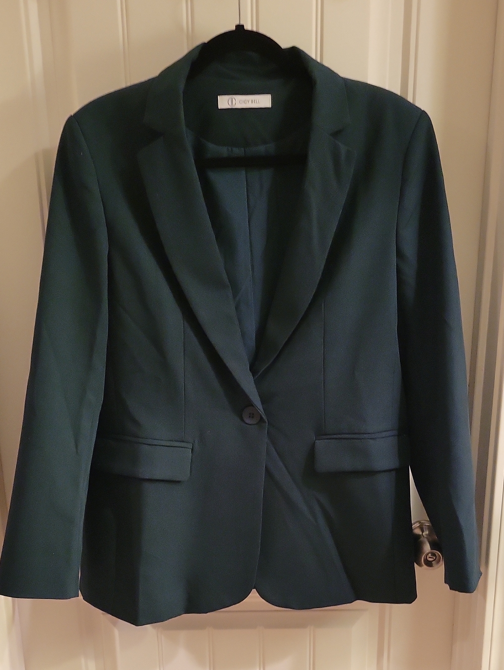 Women's Dark Green Single-Button Blazer
